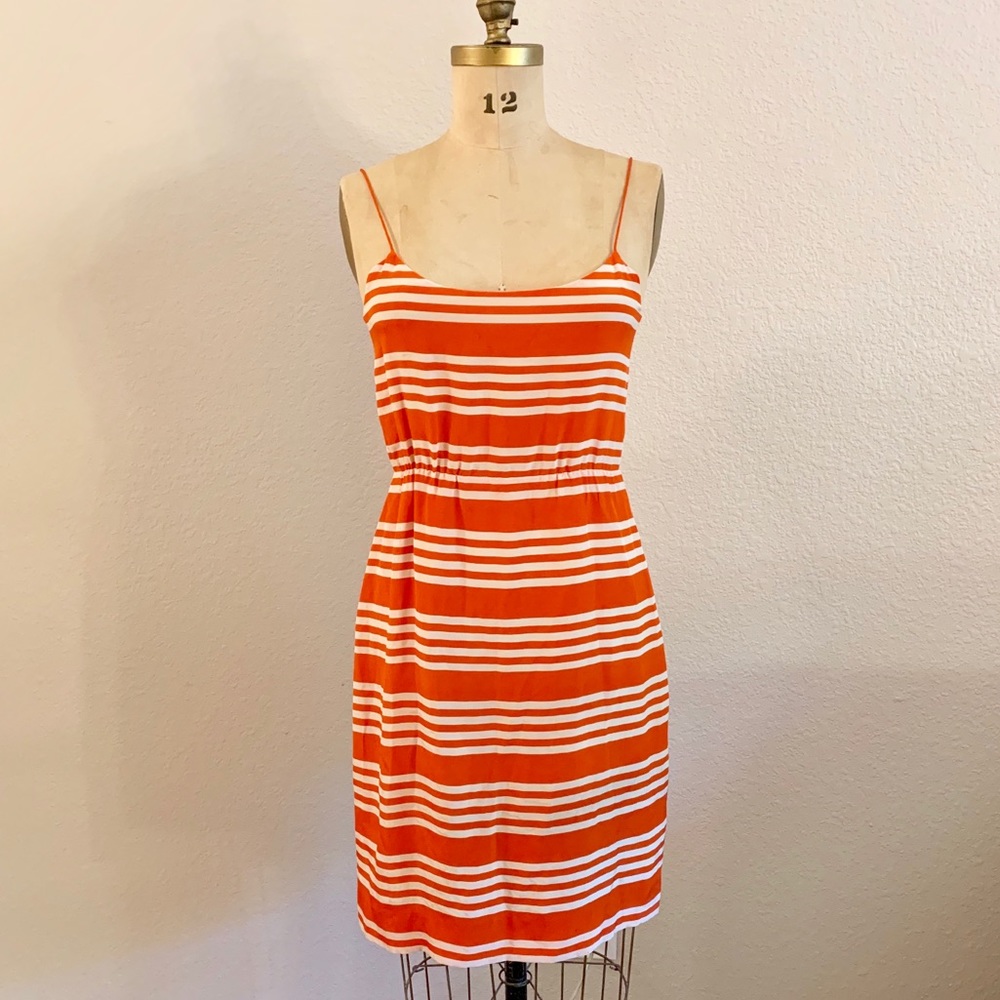 J.Crew Orange and White Striped Sundress